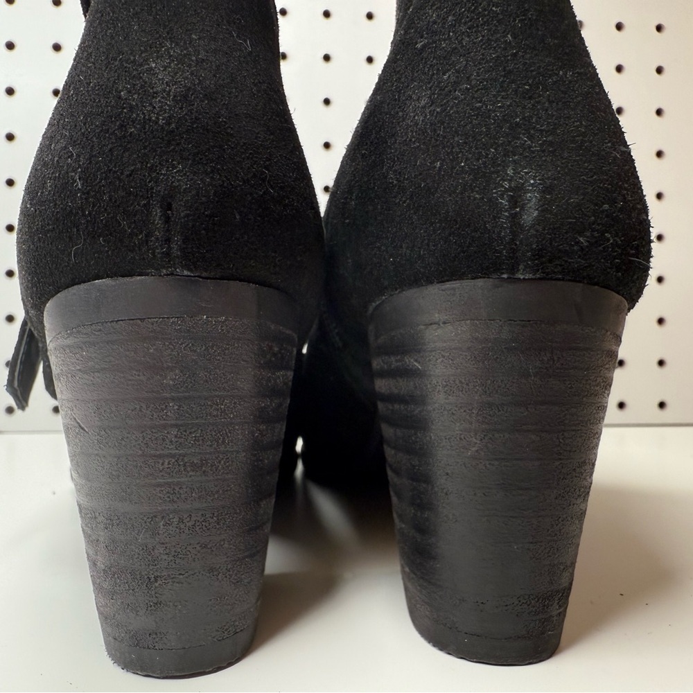 Anthropologie Matisse Harper Black Suede Leather Ankle Boots Women’s 7M Side Zip - Picture 8 of 16